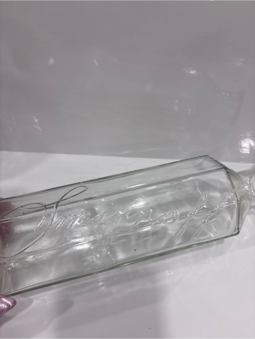 Vintage Smirnoff Embossed Hexagonal Glass Decanter / Vodka Bottle – Clear Glass